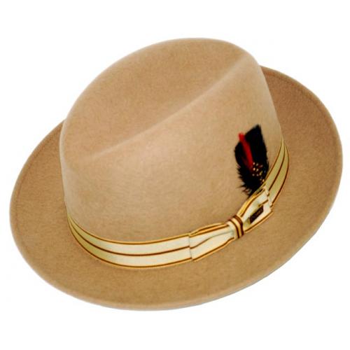 Dobbs Deluxe Sand "Berwyn" 100% Wool Felt Fedora Dress Hat